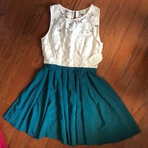 Altar’d State Dark Teal and Cream Lace Dress